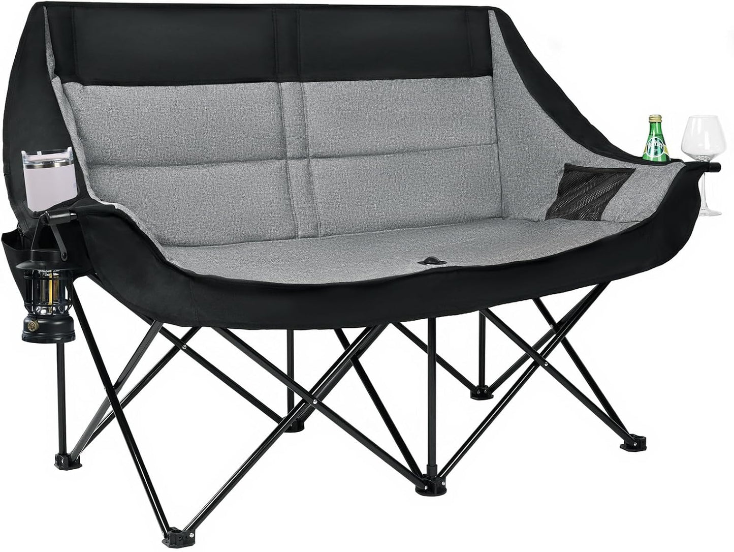 Oversized Camping Chairs 2 Pack, 500 LBS Heavy Duty Folding Chairs, Black