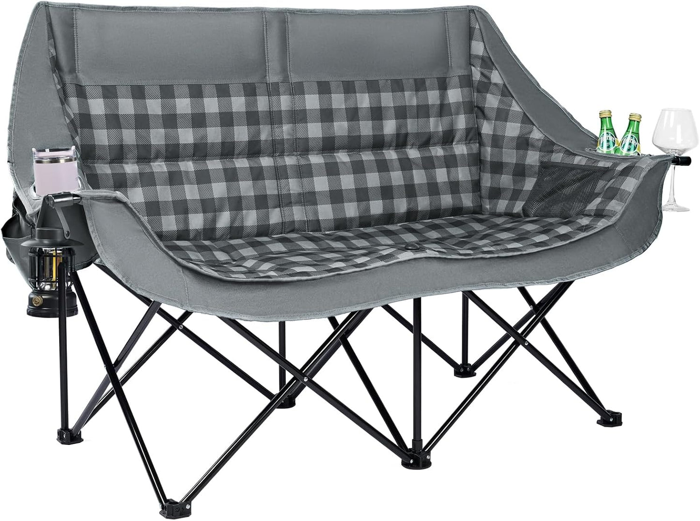 Oversized Camping Chairs 2 Pack, 500 LBS Heavy Duty Folding Chairs, Black