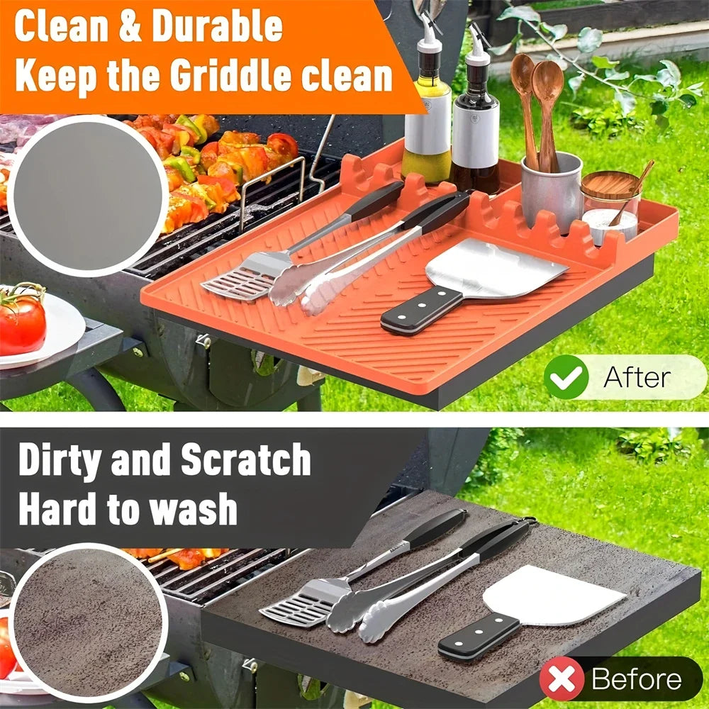 1PC，Silicone Grill Mat Mat Drip Pad Spatula Mat Food Grade BBQ Pad Outdoor Grill Kitchen Grill Side Shelf Tools Griddle Tools