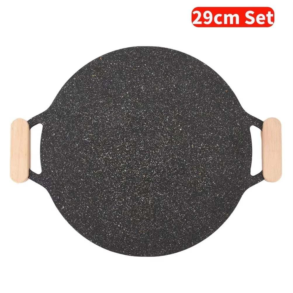 36-29CM Solid Wood Grill Pan Insulated Grip Anti Scald Portable BBQ Plate Handle for Cookware Sauce Pan Sauteing Grilling Pan