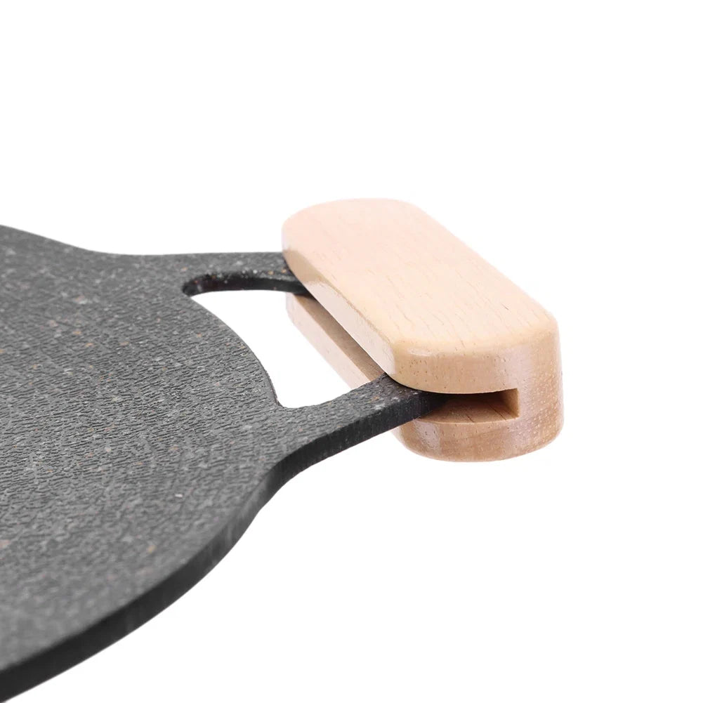 36-29CM Solid Wood Grill Pan Insulated Grip Anti Scald Portable BBQ Plate Handle for Cookware Sauce Pan Sauteing Grilling Pan